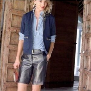 J CREW Metallic Foil Gray Bermuda Shorts 00 Excellent condition